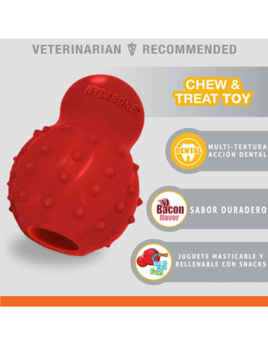 NYLABONE STRONG CHEW CONO 3 EN 1 RELLENABLE CONGELABLE SABOR TOCINO TALLA M