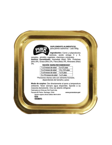 PURA NATURA LATA PERRO CACHORROS 300 GR