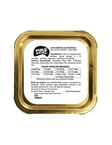 PURA NATURA LATA PERRO SABOR POLLO 300 GR