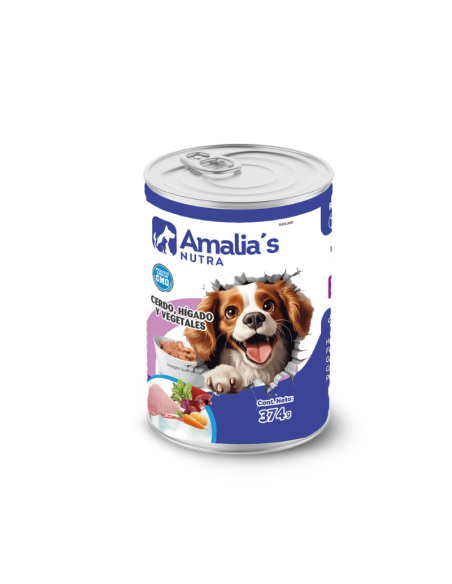 AMALIA'S NUTRA PERROS LATA CERDO, HÍGADO Y VEGETALES 374GR X UN