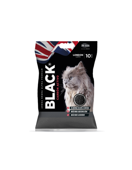 LONDON CATS BLACK ARENA CON CARCONITA 10KG X 2 UN