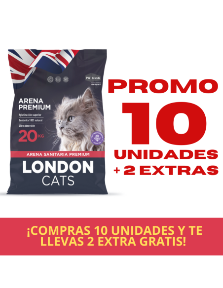 PROMO LONDON CATS 20KG 10 UNID + 2 EXTRAS DE REGALO