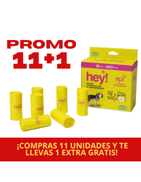 PROMO 11+1 HEY! BOLSAS SANITARIAS 16 ROLLOS