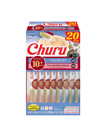 CHURU GATO SENIOR 10+ AÑOS VARIEDADES ATUN  14GR/ 20 UNID