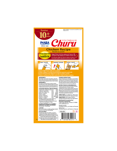 CHURU GATO SENIOR SABOR POLLO 10+ AÑOS 14GR/ 4 UNID
