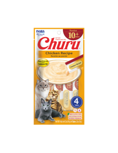 CHURU GATO SENIOR SABOR POLLO 10+ AÑOS 14GR/ 4 UNID