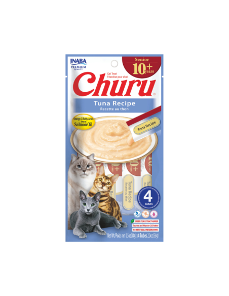 CHURU GATO SENIOR SABOR ATUN 10+ AÑOS 14GR/ 4 UNID
