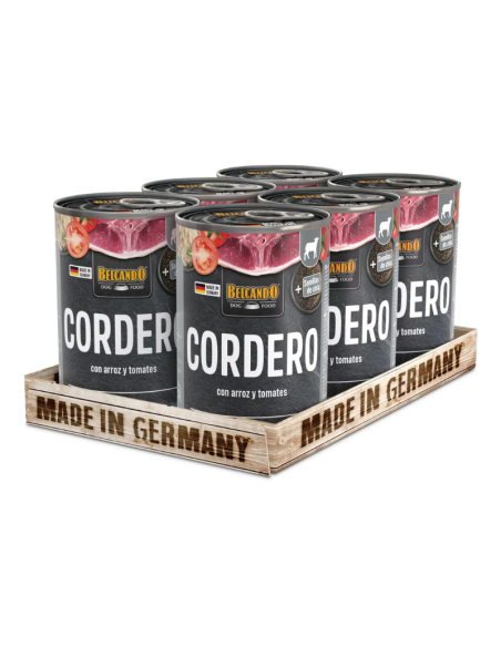 BELCANDO LATAS CORDERO CON ARRÓZ Y ARÁNDANO 400 GR X 6 UNID