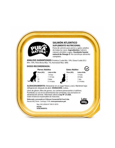 PURA NATURA LATA PERRO GATO SALMON ATLANTICO 300 GR