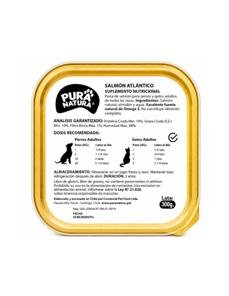 PURA NATURA LATA PERRO GATO SALMON ATLANTICO 300 GR