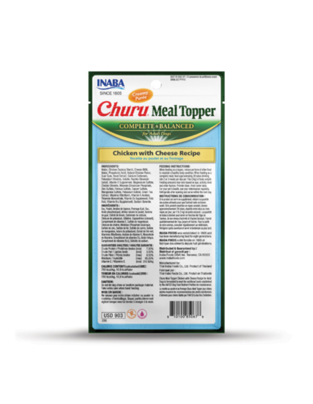 CHURU PERRO MEAL TOPPER SABOR POLLO Y QUESO 4 UNID