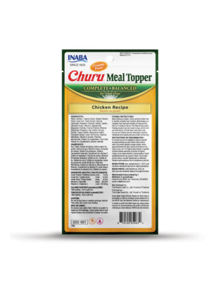CHURU PERRO MEAL TOPPER SABOR POLLO 4 UNID