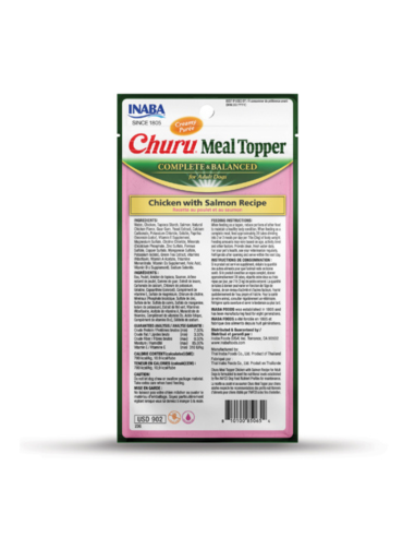 CHURU PERRO MEAL TOPPER SABOR POLLO Y SALMON 4 UNID