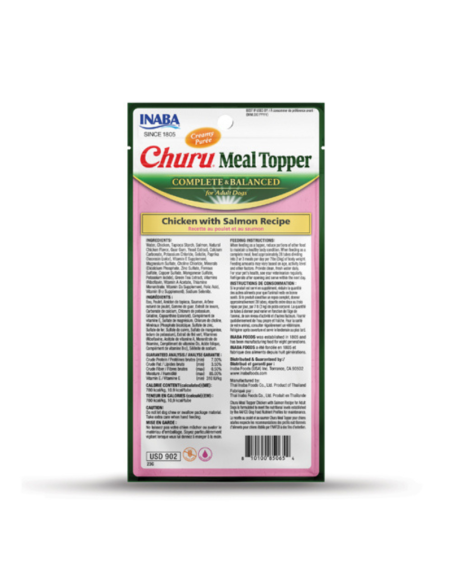 CHURU PERRO MEAL TOPPER SABOR POLLO Y SALMON 4 UNID