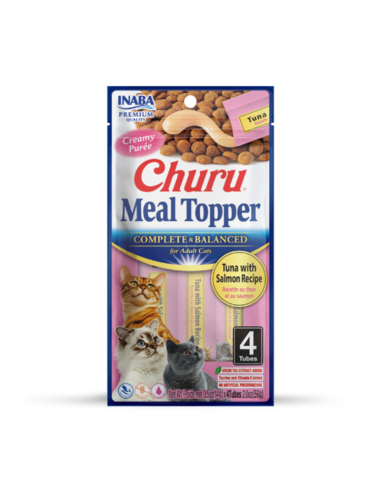 CHURU GATO MEAL TOPPER SABOR ATUN Y SALMON 4 UNID