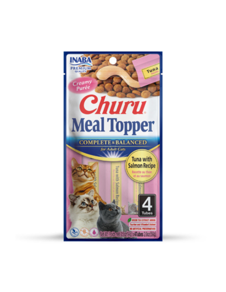 CHURU GATO MEAL TOPPER SABOR ATUN Y SALMON 4 UNID
