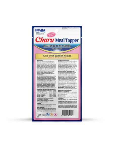 CHURU GATO MEAL TOPPER SABOR ATUN Y SALMON 4 UNID