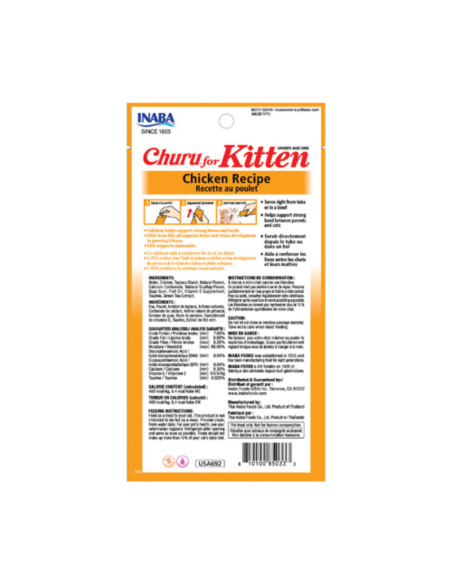 CHURU KITTEN SABOR POLLO 4 UNID