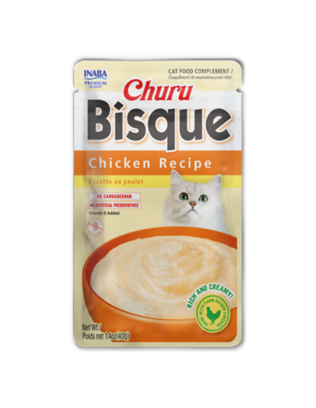 CHURU GATO BISQUE SABOR POLLO 40G 6 UNID