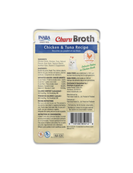 CHURU GATO BROTH SABOR POLLO Y ATUN 40G 6 UNID