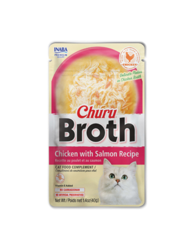 CHURU GATO BROTH SABOR POLLO Y SALMON 40G 6 UNID
