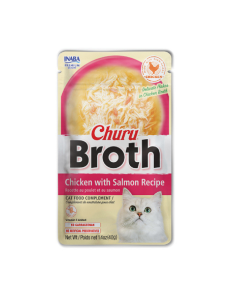 CHURU GATO BROTH SABOR POLLO Y SALMON 40G 6 UNID