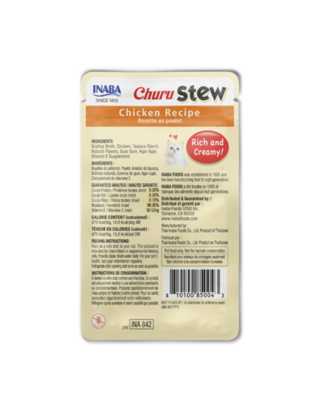 CHURU GATO STEW SABOR POLLO 40G 6 UNID