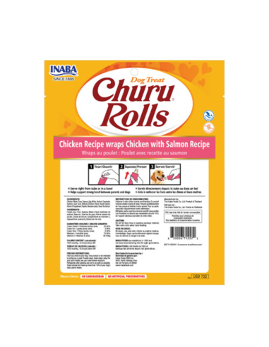 CHURU PERRO ROLLS SABOR POLLO Y SALMON 8 UNID