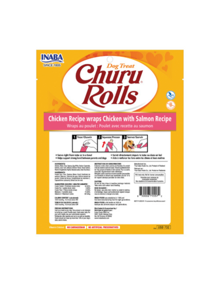 CHURU PERRO ROLLS SABOR POLLO Y SALMON 8 UNID