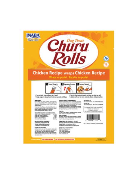 CHURU PERRO ROLLS SABOR POLLO 8 UNID