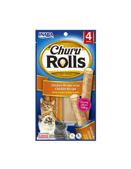 CHURU GATO ROLLS SABOR POLLO 4 UNID