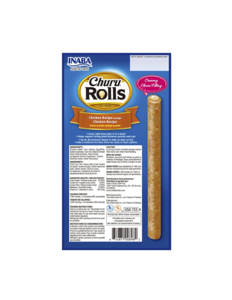 CHURU GATO ROLLS SABOR POLLO 4 UNID