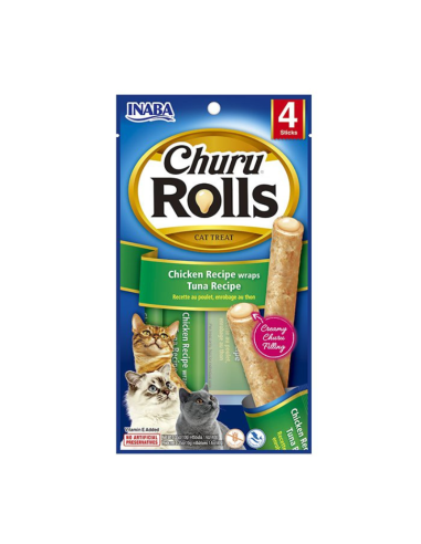 CHURU GATO ROLLS SABOR POLLO Y ATUN 4 UNID
