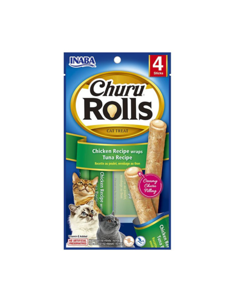 CHURU GATO ROLLS SABOR POLLO Y ATUN 4 UNID