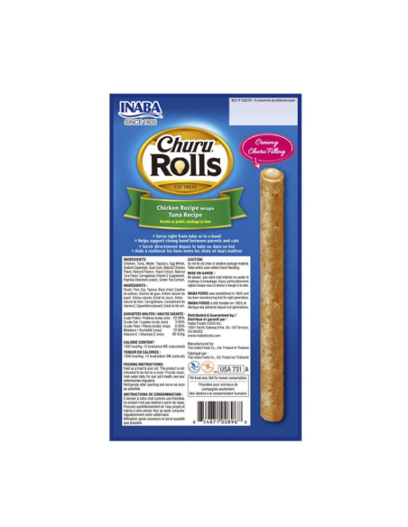 CHURU GATO ROLLS SABOR POLLO Y ATUN 4 UNID