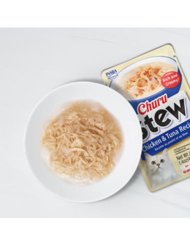 CHURU GATO STEW SABOR POLLO Y ATUN 40G 6 UNID