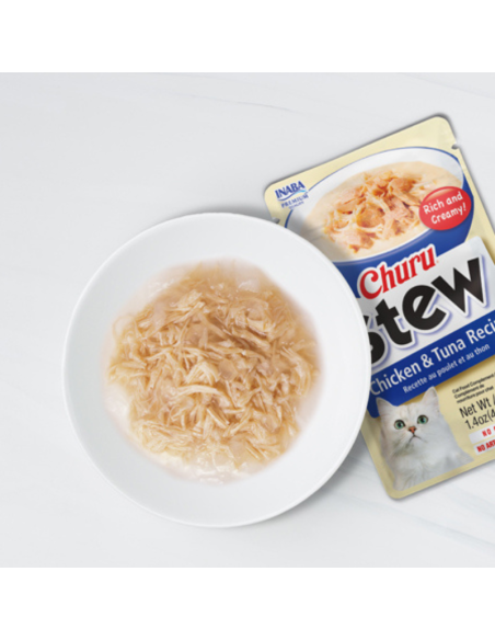 CHURU GATO STEW SABOR POLLO Y ATUN 40G 6 UNID