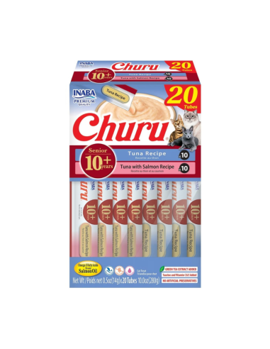 CHURU GATO SENIOR 10+ SABOR VARIEDADES ATUN 14GR/ 20 UNID