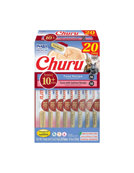 CHURU GATO SENIOR 10+ SABOR VARIEDADES ATUN 14GR/ 20 UNID