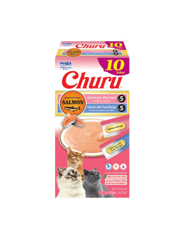 CHURU GATO SABOR SALMON Y ATUN 10 UNID