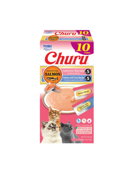 CHURU GATO SABOR SALMON Y ATUN 10 UNID
