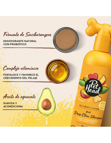 PET HEAD ULTIMUTT CLEAN SHAMPOO LIMPIEZA PROFUNDA 3 EN 1 475 ML