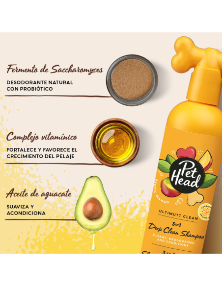 PET HEAD ULTIMUTT CLEAN SHAMPOO LIMPIEZA PROFUNDA 3 EN 1 475 ML