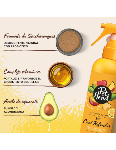 PET HEAD ULTIMUTT CLEAN SPRAY REFRESCANTE 3 EN 1 300 ML