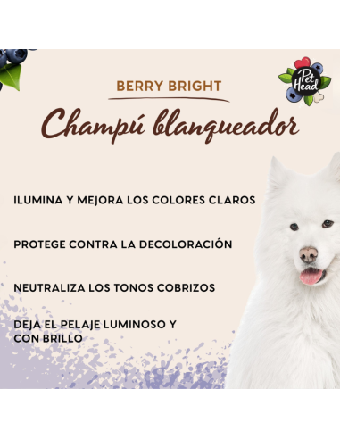 PET HEAD BERRY BRIGHT SHAMPOO BLANQUEADOR Y REALZADOR COLOR 475 ML