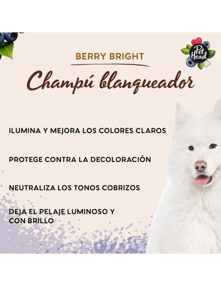 PET HEAD BERRY BRIGHT SHAMPOO BLANQUEADOR Y REALZADOR COLOR 475 ML