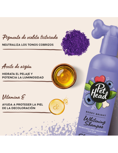 PET HEAD BERRY BRIGHT SHAMPOO BLANQUEADOR Y REALZADOR COLOR 475 ML