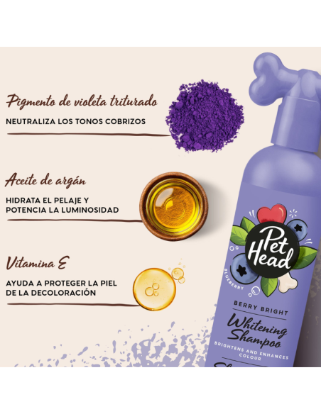 PET HEAD BERRY BRIGHT SHAMPOO BLANQUEADOR Y REALZADOR COLOR 475 ML