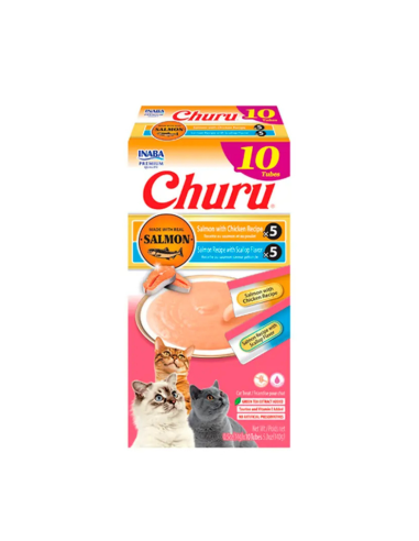 CHURU GATO SABOR SALMON & OSTION 10 UNID