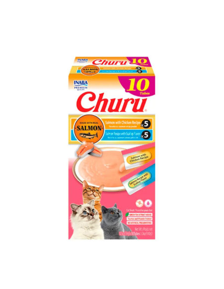 CHURU GATO SABOR SALMON & OSTION 10 UNID